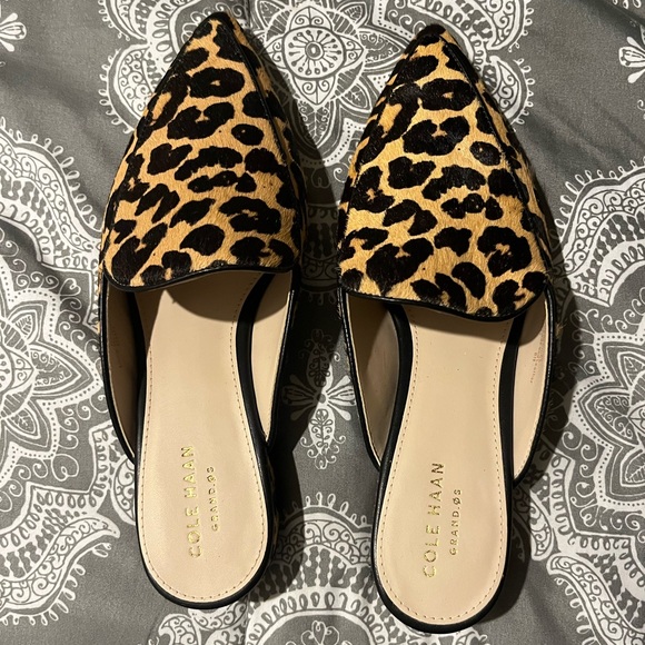 cole haan piper loafer mule leopard